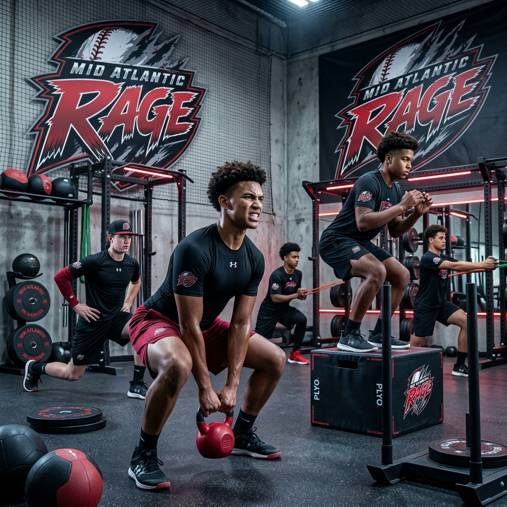 Mid Atlantic Rage athletes in a strength and conditioning session