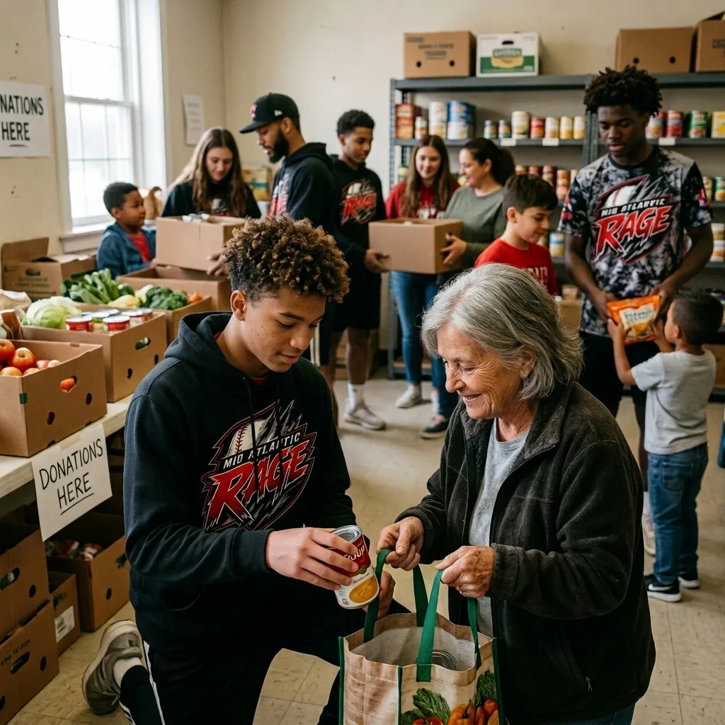 Mid Atlantic Rage athletes at a community volunteer event