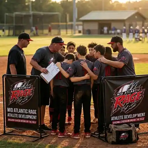 Coach mentoring a young player at the cage