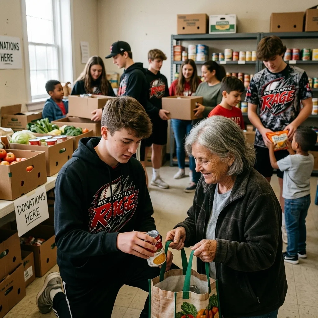 Mid Atlantic Rage athletes at a community volunteer event